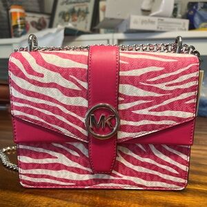 Michael Kors Pink and White Zebra Crossbody Bag